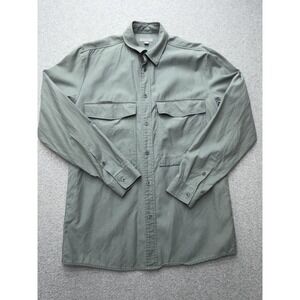 COS Shirt Jacket Mens Small Green Lyocell Cotton Utility Long Sleeve Overshirt‎